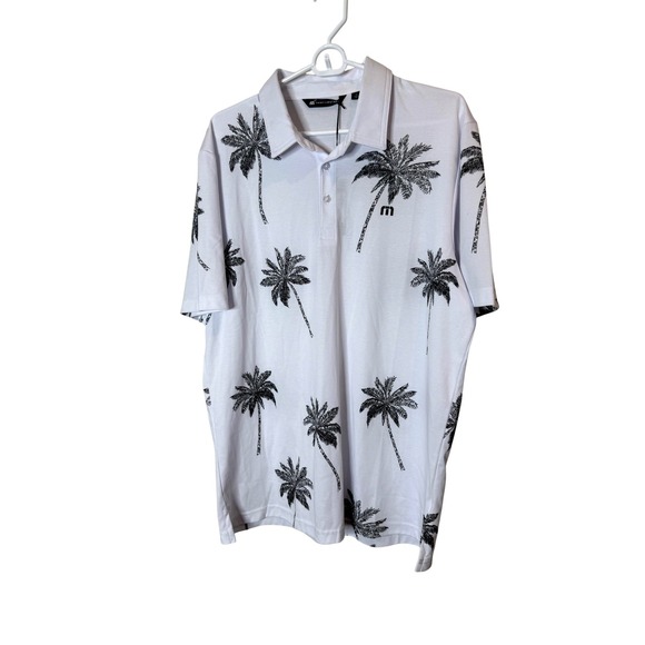 TravisMathew Other - TravisMathew Polo Shirt Mens XL White Palm Tree Print Golf Tropical Short Sleeve